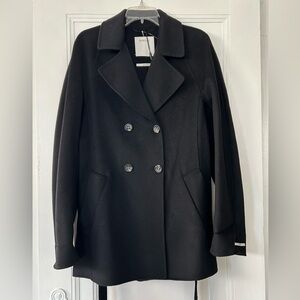 Sportmax Black Wool Cashmere Double Breasted Belted Coat IT 42 US 8 NWT